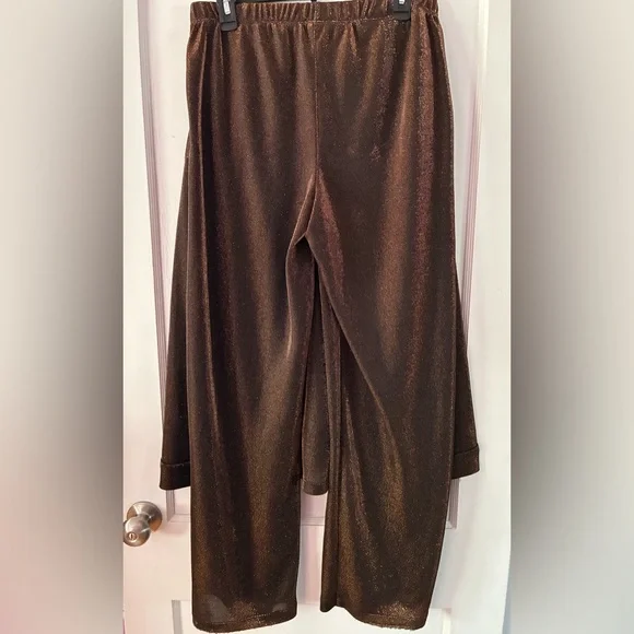Victoria’s Secret Metallic Shimmer Knit Lounge Set Brown Logo Waist Pajama Set M